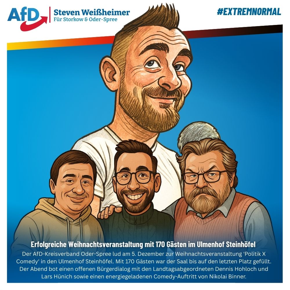 Politik X Comedy: Erfolgreiche Weihnachtsveranstaltung mit 170 Gästen im Ulmenhof Steinhöfel